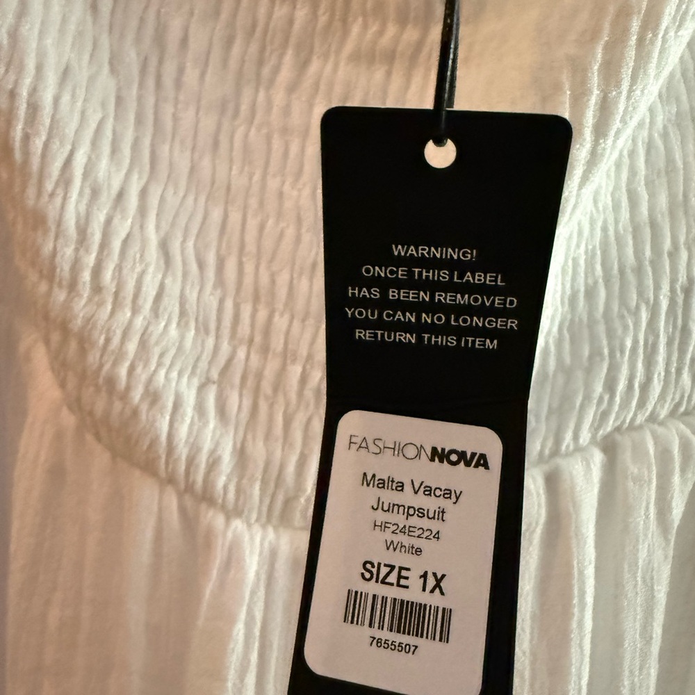 Fashion Nova Cream Textured Jumpsuit - Picture 5 of 9